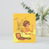 Muziekmeisje van 60 briefkaart (Staand voorkant)