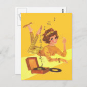 Muziekmeisje van 60 briefkaart (Voorkant / Achterkant)