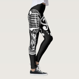 Muziekmicrofoon en notities leggings