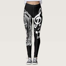Muziekmicrofoon en notities leggings