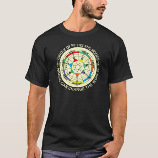Muziekmodengrafiek en cirkel van vijf t-shirt