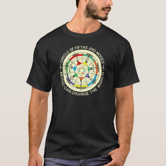 Muziekmodengrafiek en cirkel van vijf t-shirt (Voorkant)