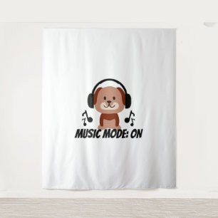 Muziekmodus AAN – Chill Dog Cartoon Vibes Wandkleed
