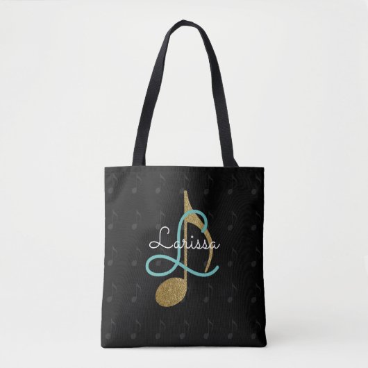 muziekmonogram tote bag (Voorkant)