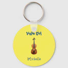 Muziekmonogram Violin Girl Cute Yellow Sleutelhanger