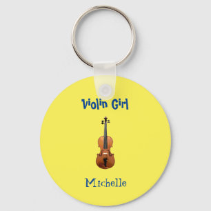 Muziekmonogram Violin Girl Cute Yellow Sleutelhanger