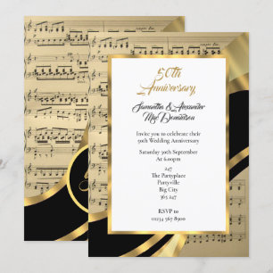 Muziekmotief gouden huwelijksjubileum kaart