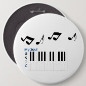Muziekmuziek uit Piano Ronde Button 6,0 Cm (Voorkant /achterkant)