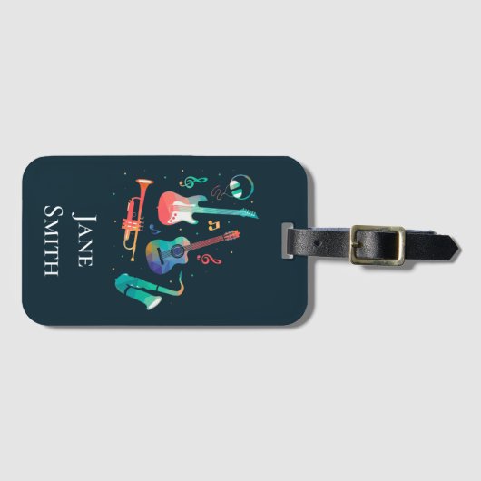 Muzieknaam hoesje schattige muziek bagagelabel (Voorkant (horizontaal))