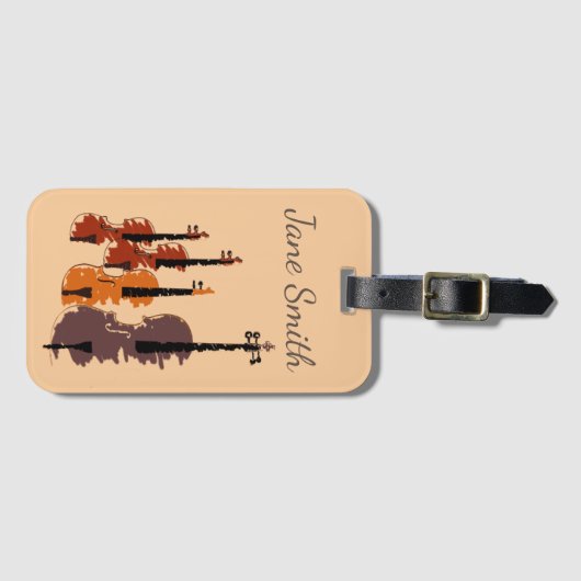 Muzieknaam violine hoesje schattige muziek bagagelabel (Voorkant (horizontaal))