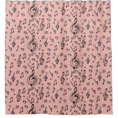 Muzieknoot Bladmuziek Personeelspatroon Douchegordijn (Voorkant)