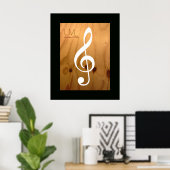 muzieknoot, driehoekige hak op hout, gepersonalise poster (Thuiskantoor)