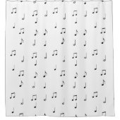 Muzieknoot Eenvoudig Zwart en Wit Douchegordijn (Voorkant)