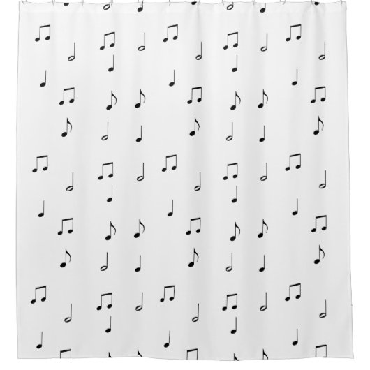 Muzieknoot Eenvoudig Zwart en Wit Douchegordijn (Voorkant)