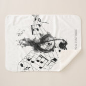 Muzieknoot elegant zwart-wit sherpa deken (Voorkant (horizontaal))