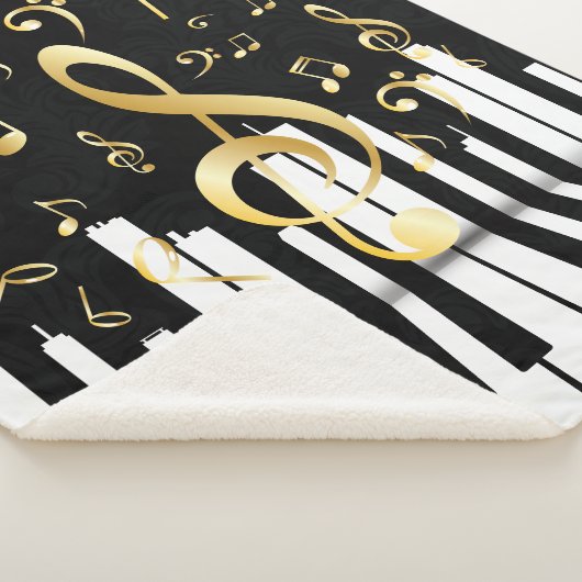 Muzieknoot elegante pianotoetsen sherpa deken (3/4)