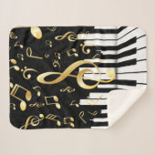 Muzieknoot elegante pianotoetsen sherpa deken (Voorkant (horizontaal))