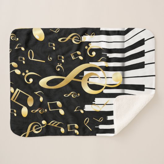 Muzieknoot elegante pianotoetsen sherpa deken (Voorkant (horizontaal))
