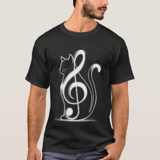Muzieknoot Geïnspireerde Kat Minimalistische Muzie T-shirt
