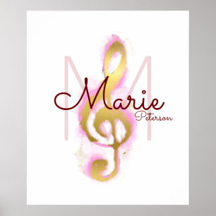 muzieknoot (gouden driehoekige klooster), girale m poster