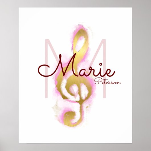 muzieknoot (gouden driehoekige klooster), girale m poster (Voorkant)