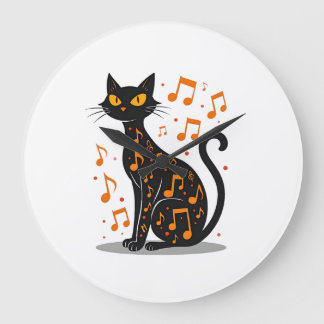 Muzieknoot Kat Halloween T-shirt Muzieknoot Grote Klok