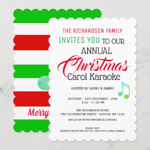 Muzieknoot Kerstmis Carol Karaoke Uitnodiging