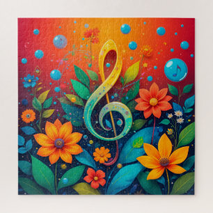Muzieknoot Kleurrijk Bloemmotief Legpuzzel