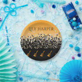 Muzieknoot Luxe zwart en wit Persoonlijk Papieren Bordje (Feest)