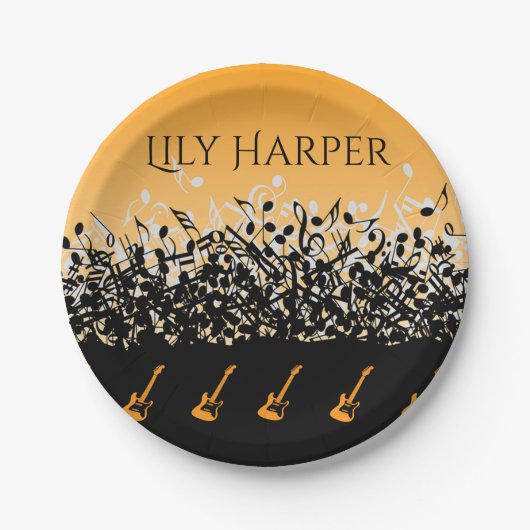 Muzieknoot Luxe zwart en wit Persoonlijk Papieren Bordje (Voorkant)