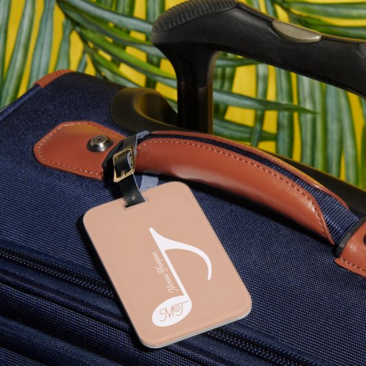 Muzieknoot Monogram Stoffig Roos Bagagelabel (Voorkant Insitu 1)