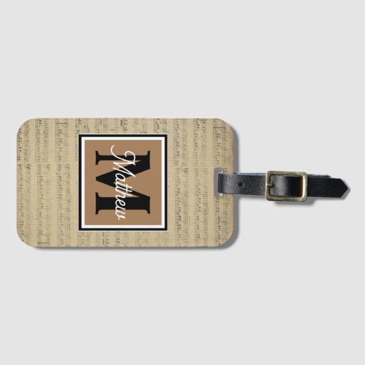  muzieknoot Musiciaans monogram Bagagelabel (Voorkant (horizontaal))