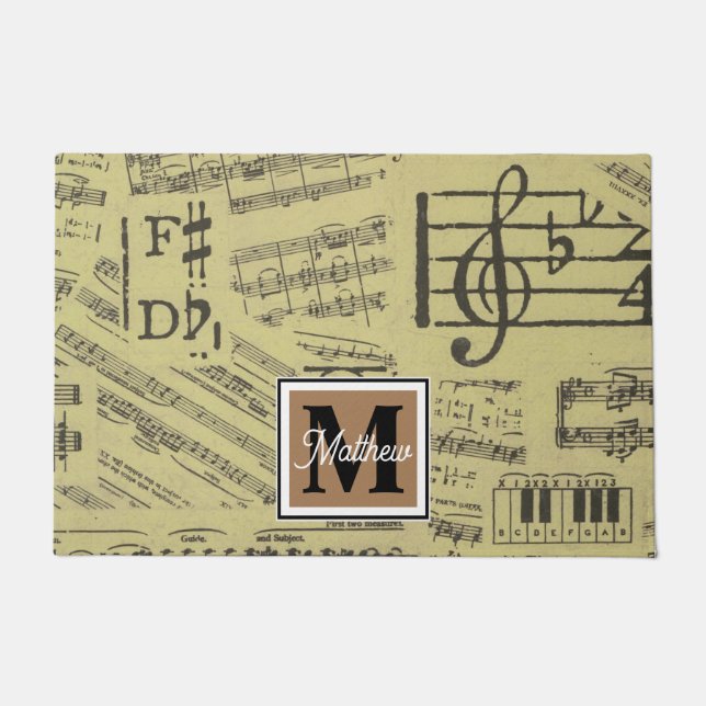  muzieknoot Musiciaans monogram Deurmat (Voorkant)