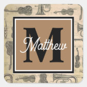 muzieknoot Musiciaans monogram Vierkante Sticker (Voorkant)