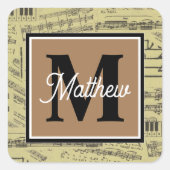  muzieknoot Musiciaans monogram Vierkante Sticker (Voorkant)