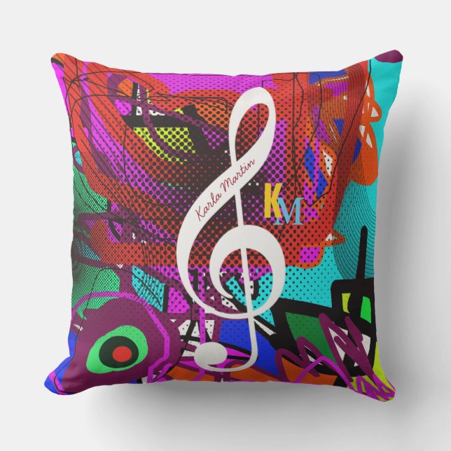 muzieknoot op abstract buitenkussen (Voorkant)