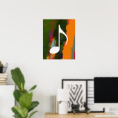 muzieknoot op een abstract en kleurrijk poster (Thuiskantoor)