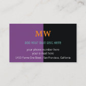 muzieknoot over de zwarte & paarse moderne visitekaartje (Achterkant)