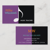 muzieknoot over de zwarte & paarse moderne visitekaartje (Voorkant / Achterkant)