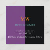 muzieknoot ~ paars modern vierkante visitekaartje (Achterkant)