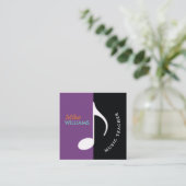 muzieknoot ~ paars modern vierkante visitekaartje (Staand voorkant)