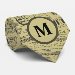muzieknoot Pattern Monogram musicus Stropdas