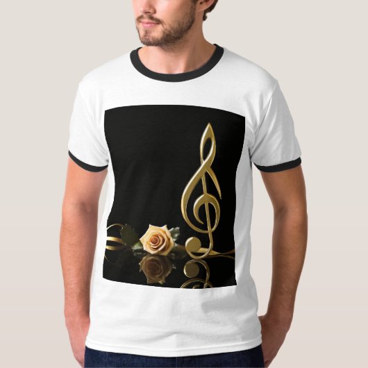 Muzieknoot Roos T-shirt (Voorkant)