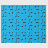 Muzieknoot Simpel Blauw Zwart Cadeaupapier (Vlak)
