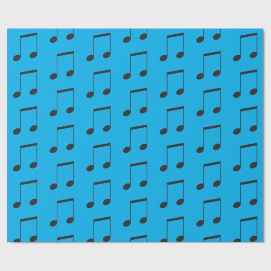 Muzieknoot Simpel Blauw Zwart Cadeaupapier (Vlak)
