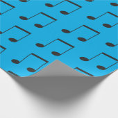 Muzieknoot Simpel Blauw Zwart Cadeaupapier (Hoek)
