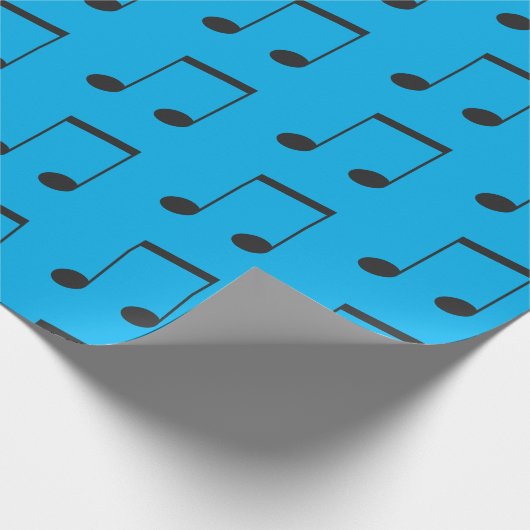 Muzieknoot Simpel Blauw Zwart Cadeaupapier (Hoek)
