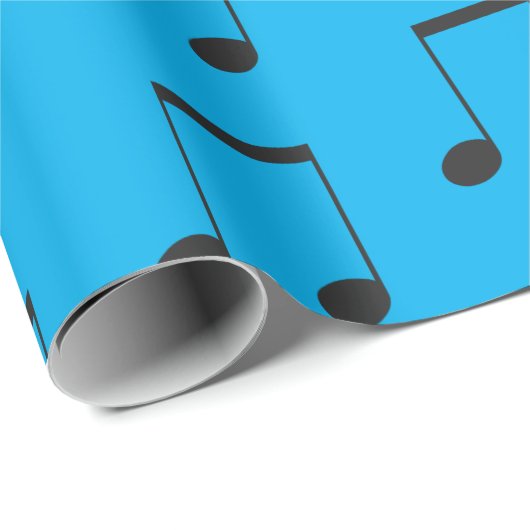 Muzieknoot Simpel Blauw Zwart Cadeaupapier (Rol Hoek)