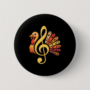 Muzieknoot Symbool Turkije Leraar Herfst Thanksgiv Ronde Button 5,7 Cm