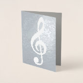 muzieknoot / troebelplaat op zilver folie kaarten (Voorkant)